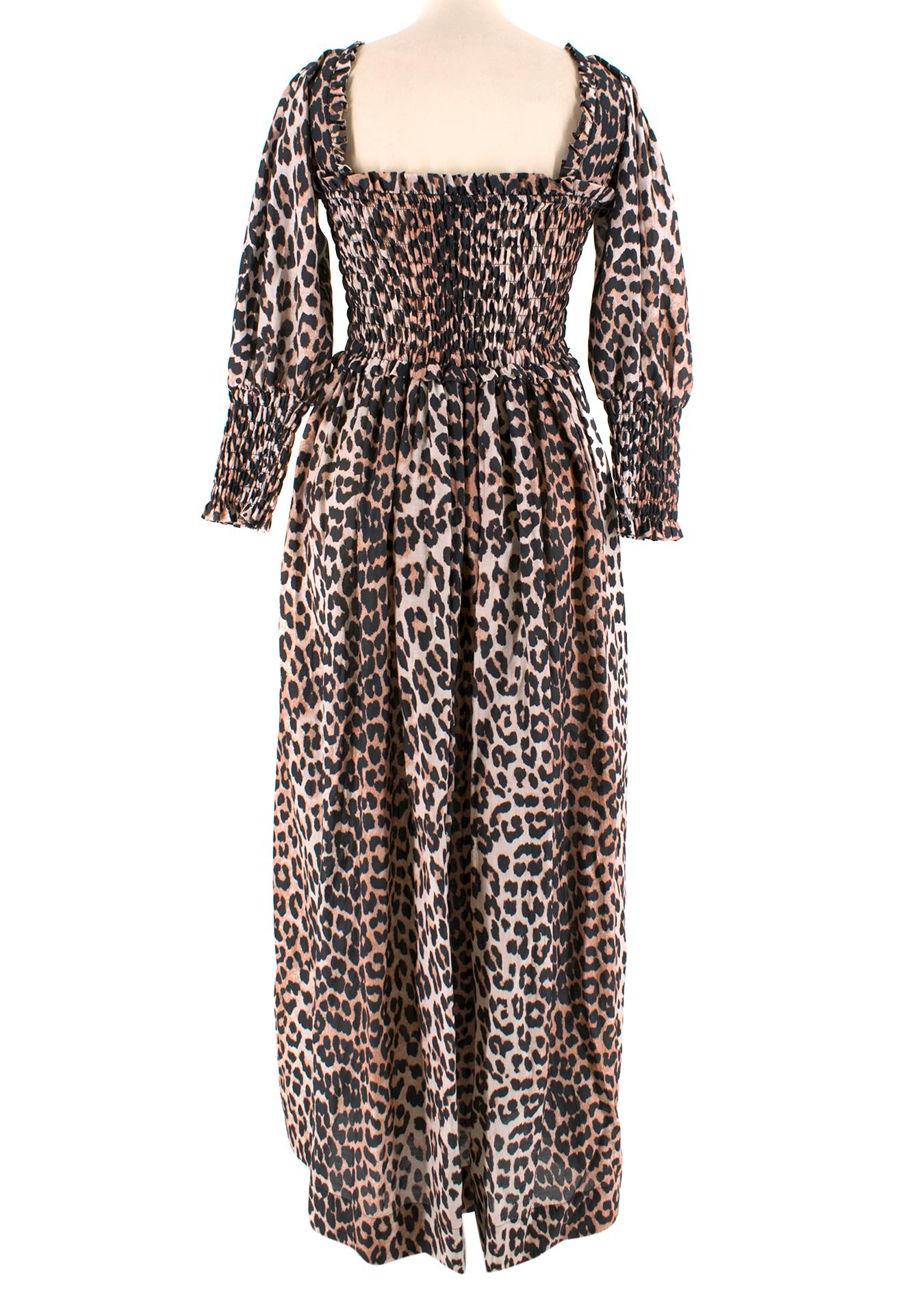 ganni leopard silk dress