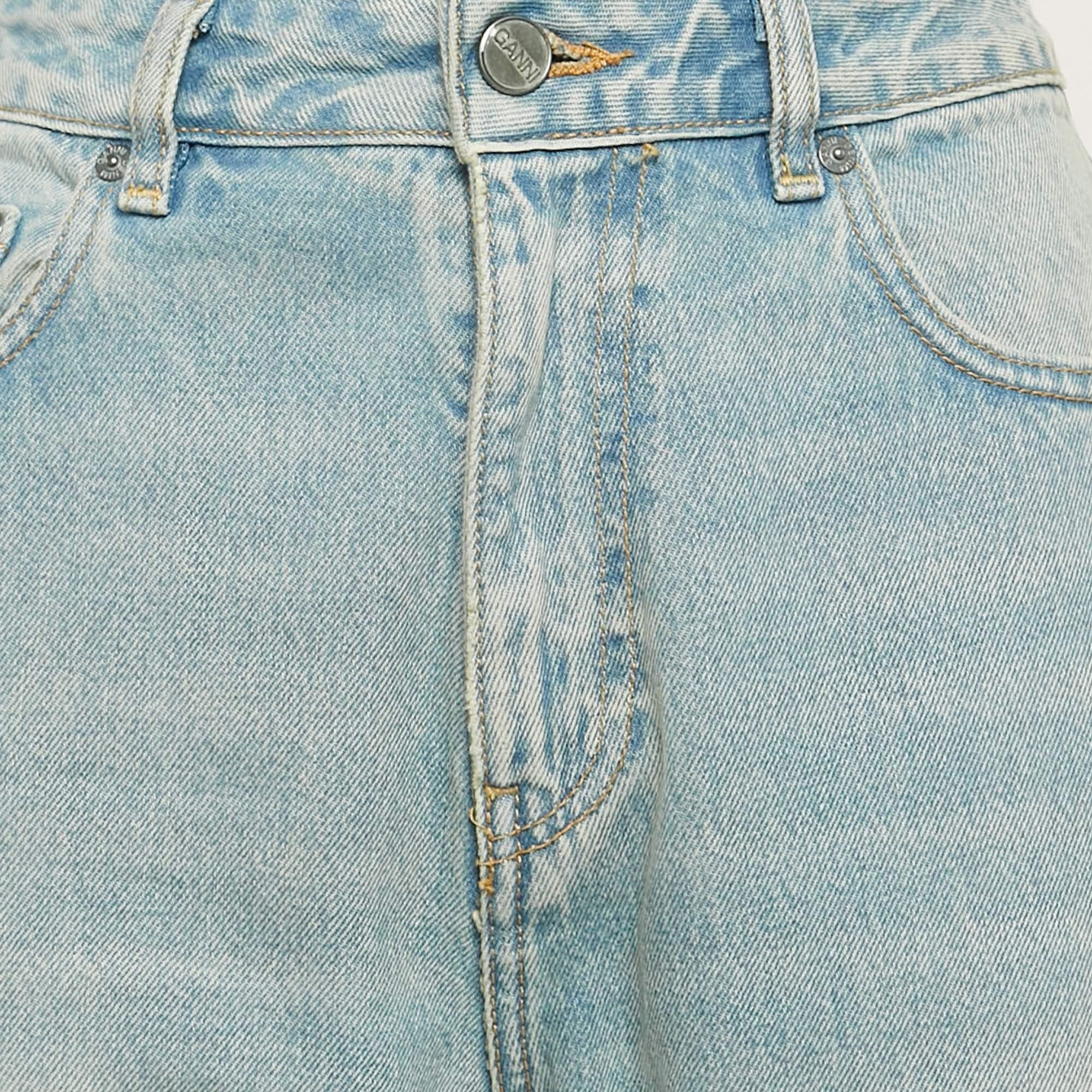 Gris Ganni Light Blue Denim Straight Leg Jeans M Waist 29