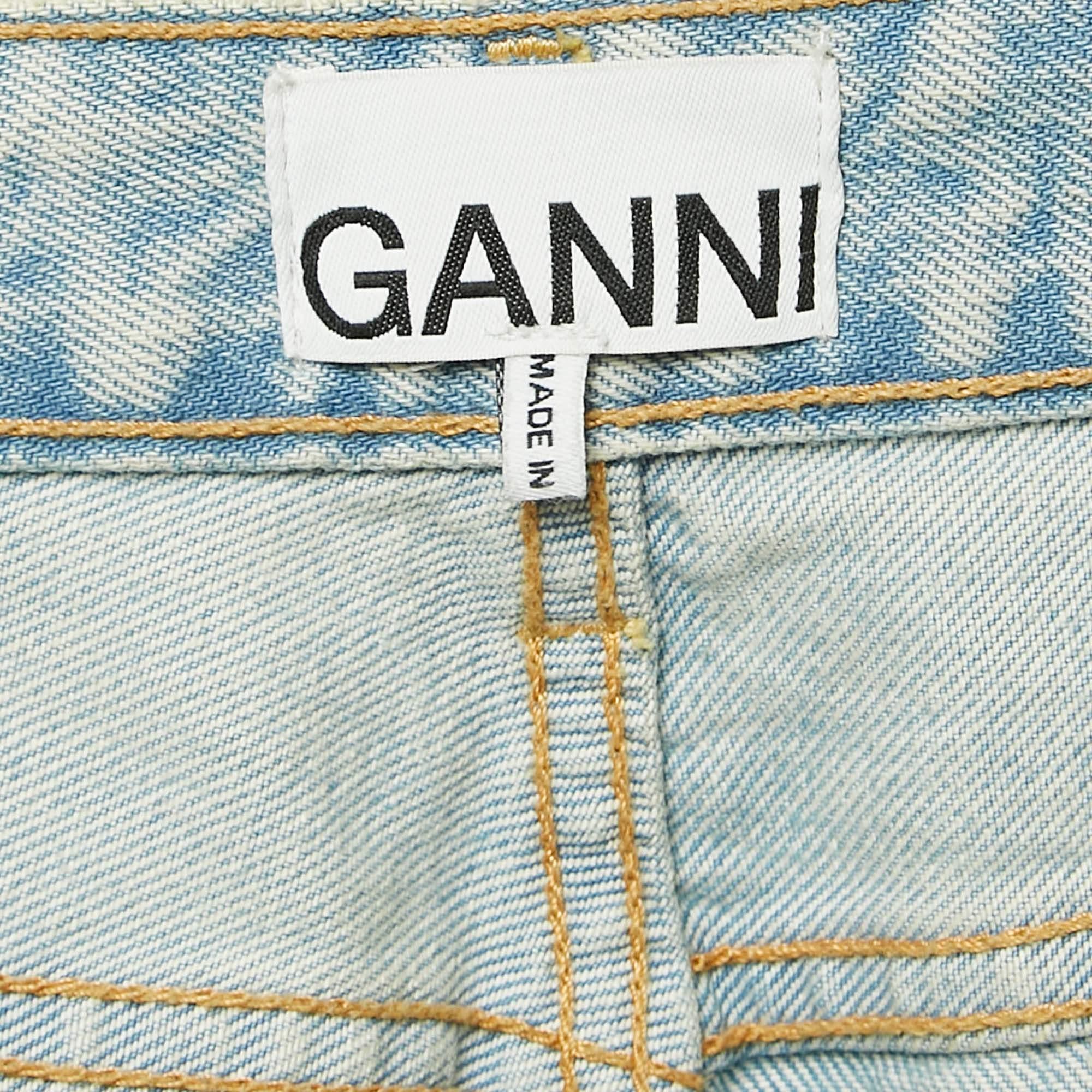 Ganni Light Blue Denim Straight Leg Jeans M Waist 29