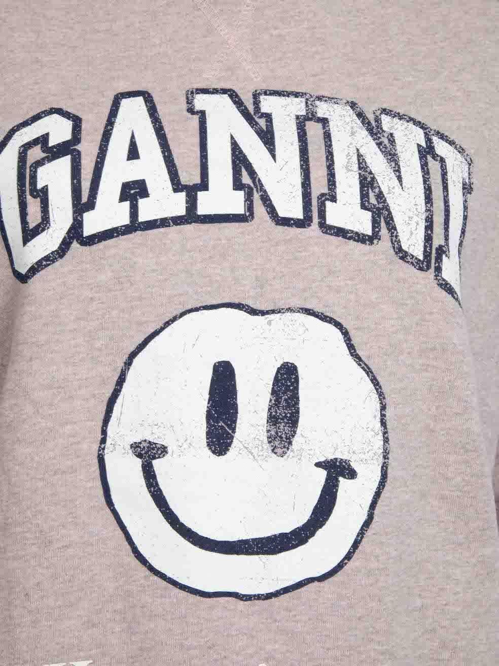 Women's Ganni Light Pink Graphic Print Sweatshirt Size XS For Sale