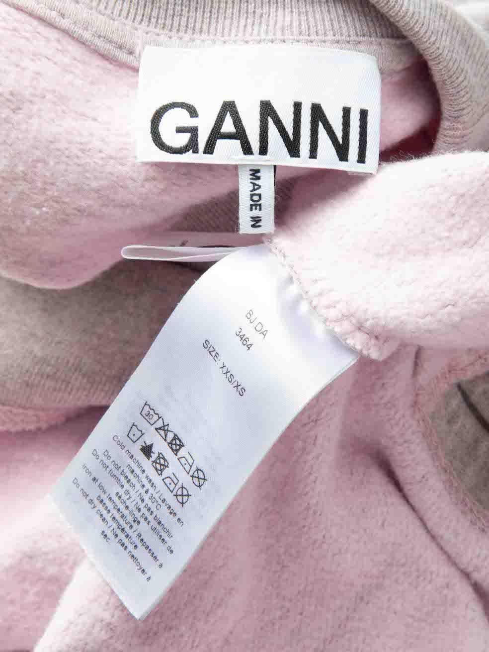 Ganni Light Pink Graphic Print Sweatshirt Size XS For Sale 2