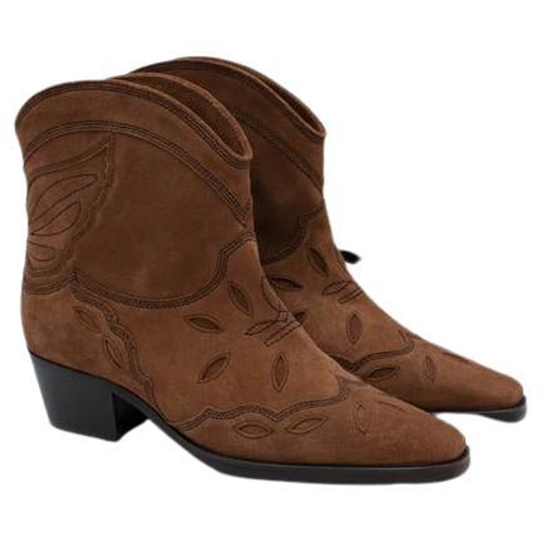 Ganni Low Texas Suede Brown Boots For Sale at 1stDibs