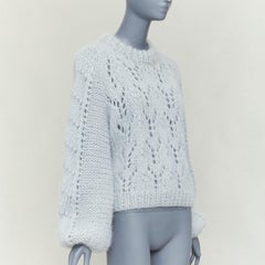 GANNI pull chunky compensé climatique en laine mohair bleu brumeux M.