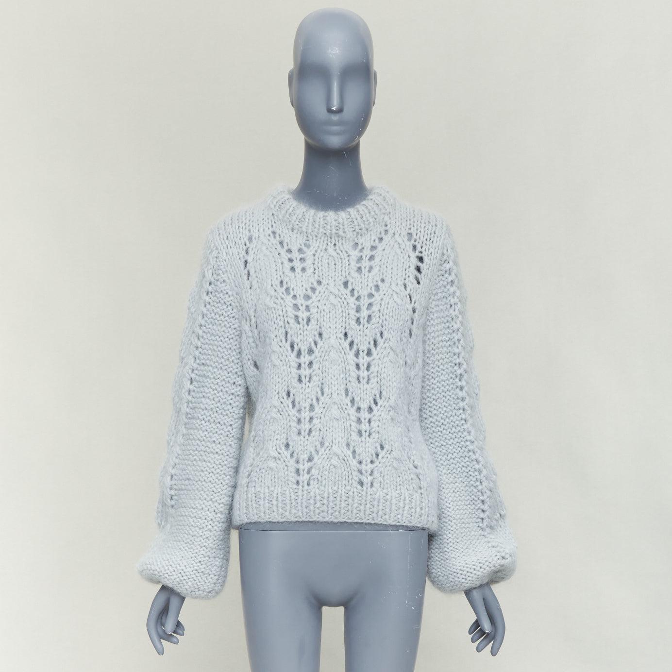 GANNI pull chunky compensé climatique en laine mohair bleu brumeux M. Excellent �état - En vente à Hong Kong, NT