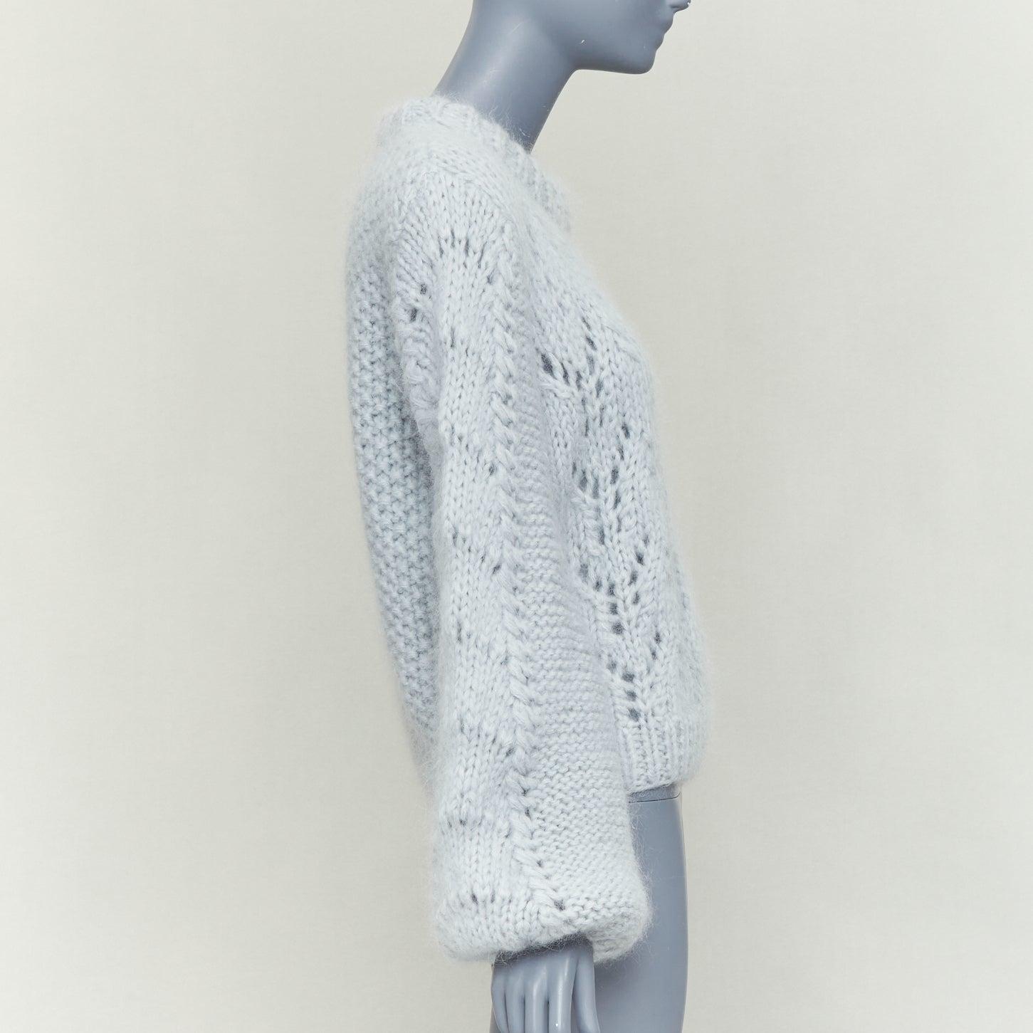 GANNI pull chunky compensé climatique en laine mohair bleu brumeux M. Pour femmes en vente