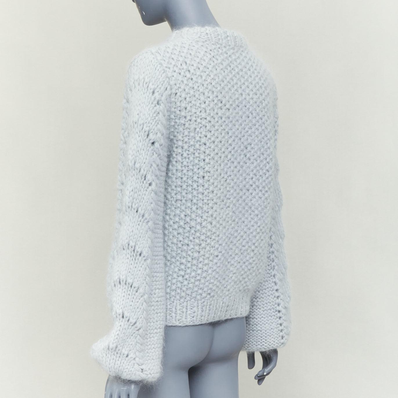 GANNI pull chunky compensé climatique en laine mohair bleu brumeux M. en vente 1