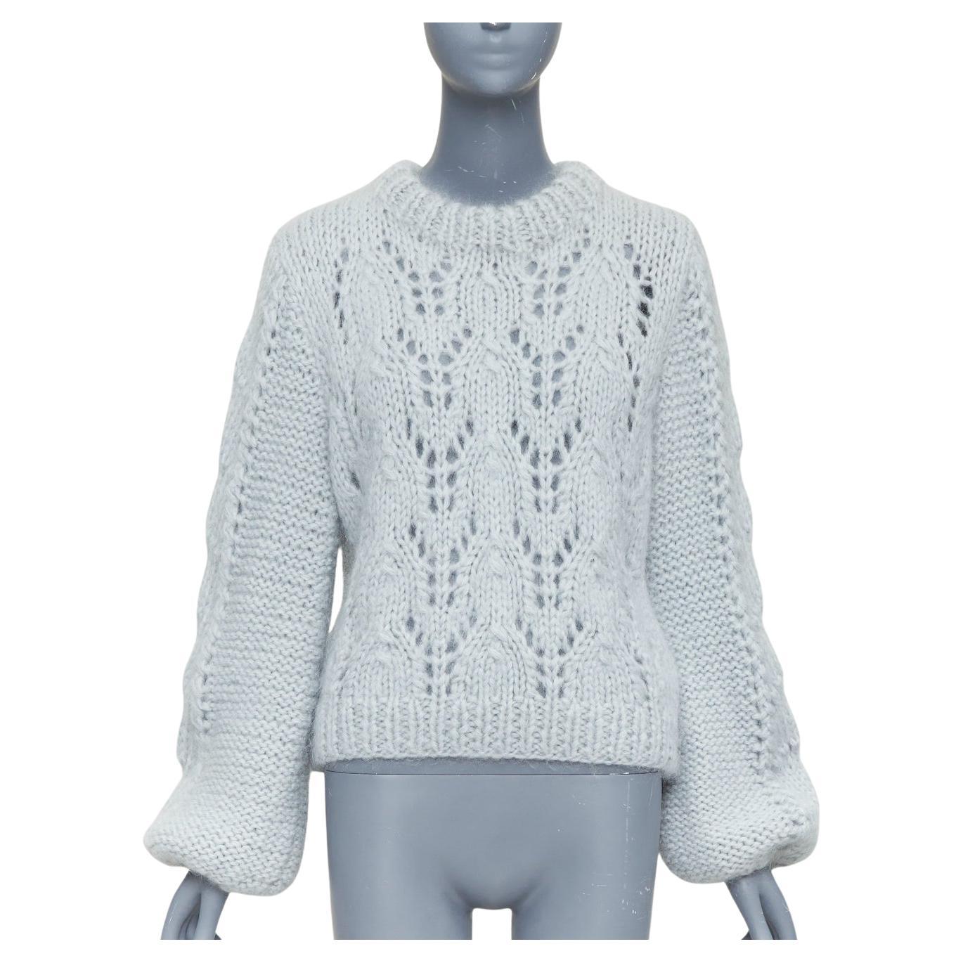 GANNI misty blue mohair wool climate compensated chunky sweater M