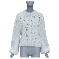 GANNI misty blue mohair wool climate compensated chunky sweater M