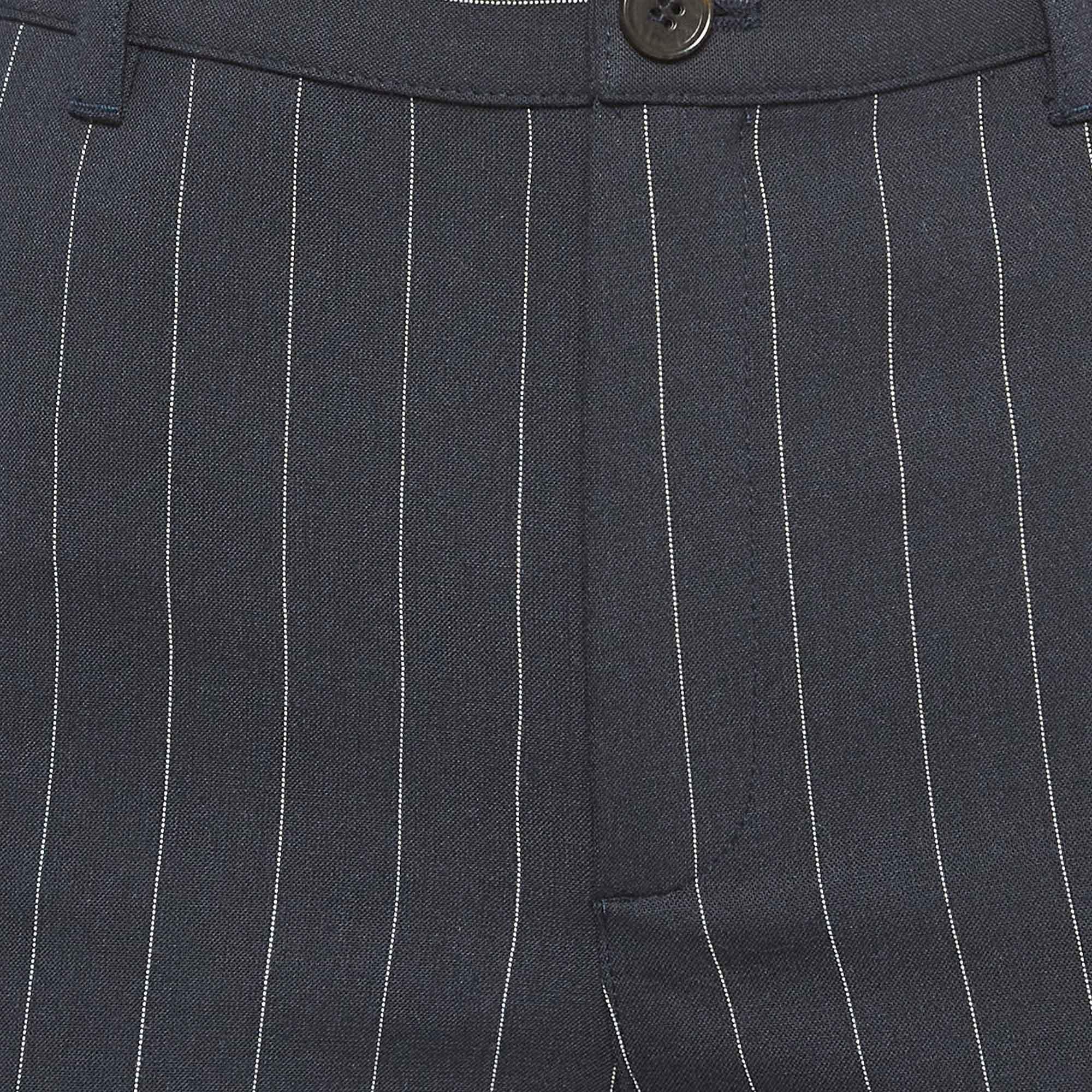 Black Ganni Navy Blue Pinstripe Crepe Formal Pants XS