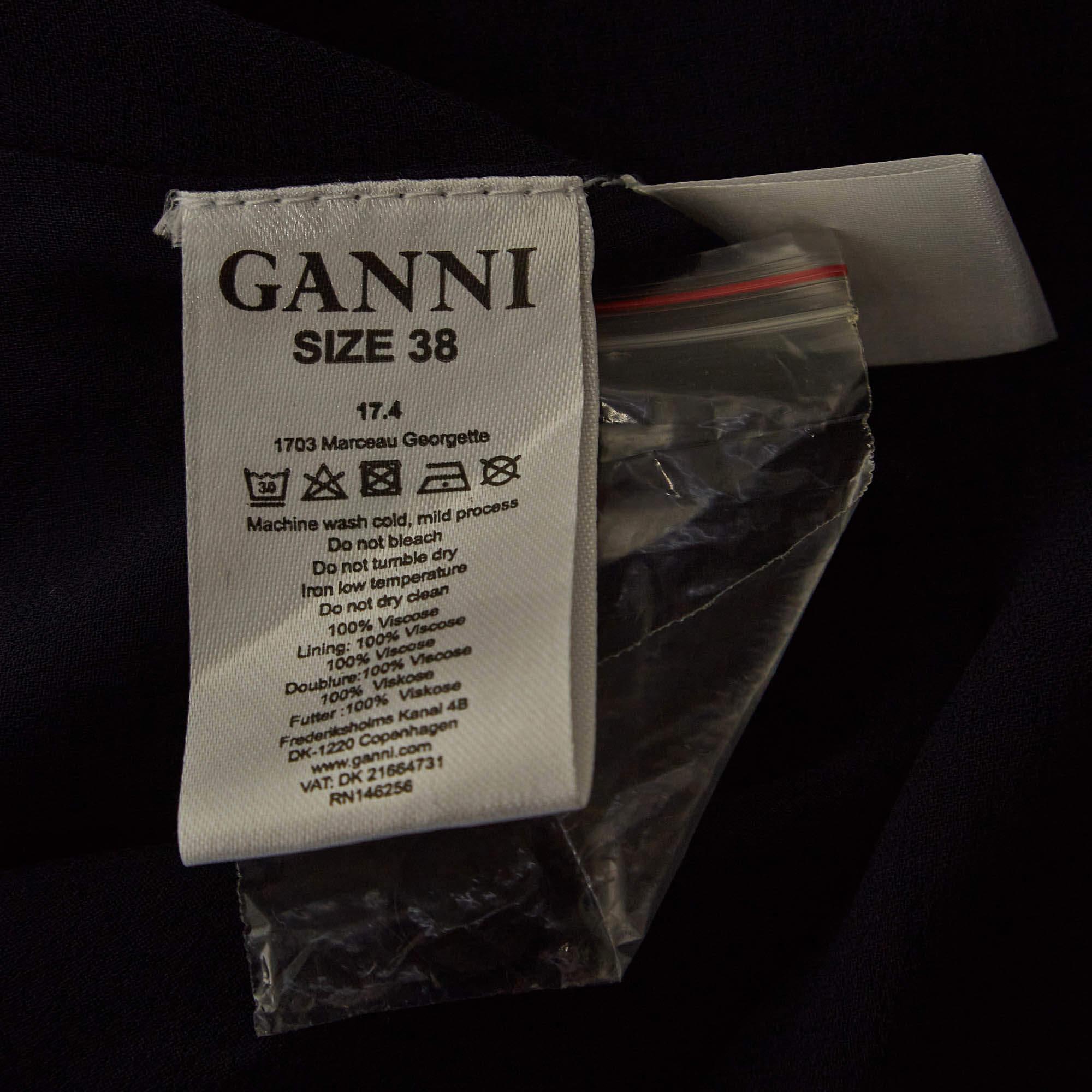 De las mujeres Ganni Vestido cruzado de gasa de lunares azul marino S en venta