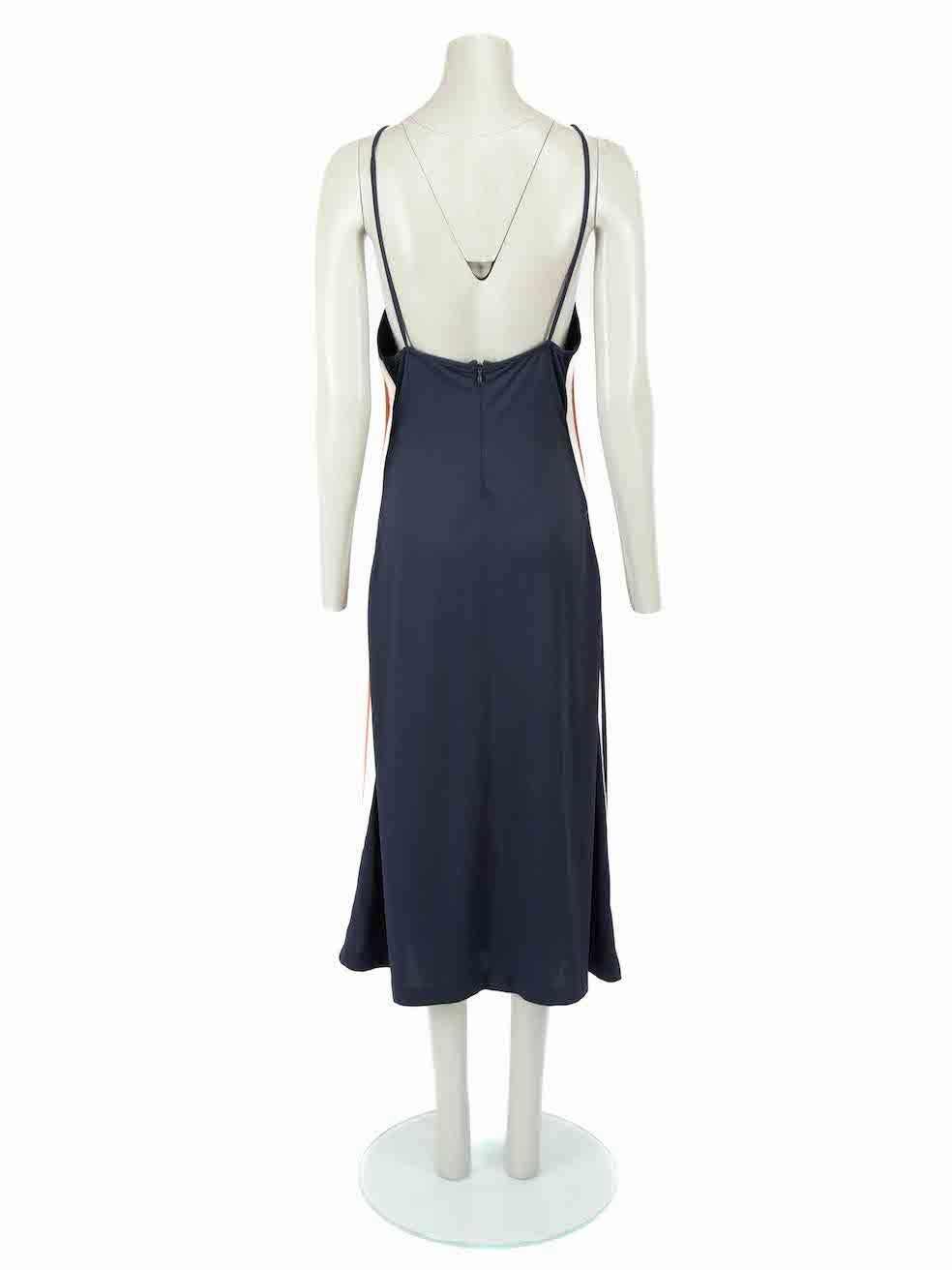 Ganni Navy Side Tape Midi Dress Size S In Good Condition For Sale In London, GB