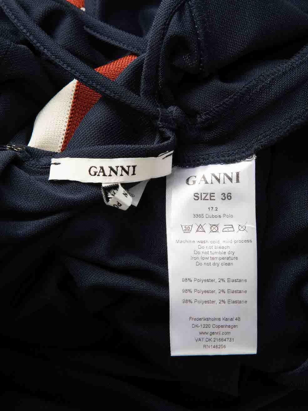 Women's Ganni Navy Side Tape Midi Dress Size S For Sale
