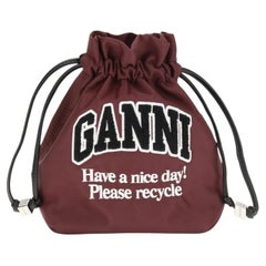 Ganni Nylon Drawstring Pouch Mini Bag — Burgundy