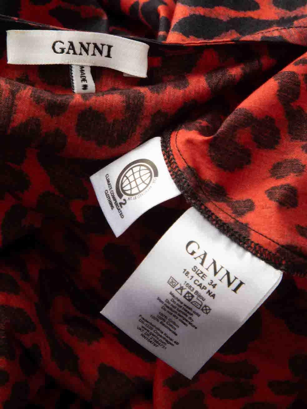 Ganni - Vestito midi con volant arancione taglia XS In condizioni ottime a London, GB
