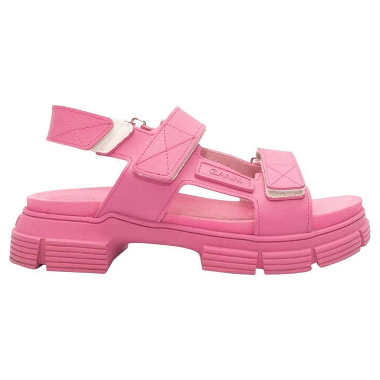 Ganni Pink Chunky Lug Sole Sandals For Sale at 1stDibs
