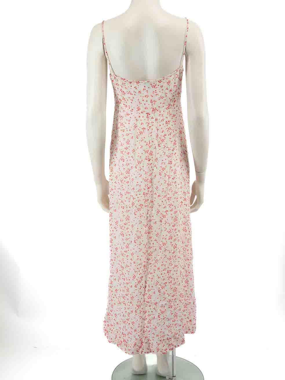 Ganni Vestido Midi Estampado Floral Rosa Talla S Beige
