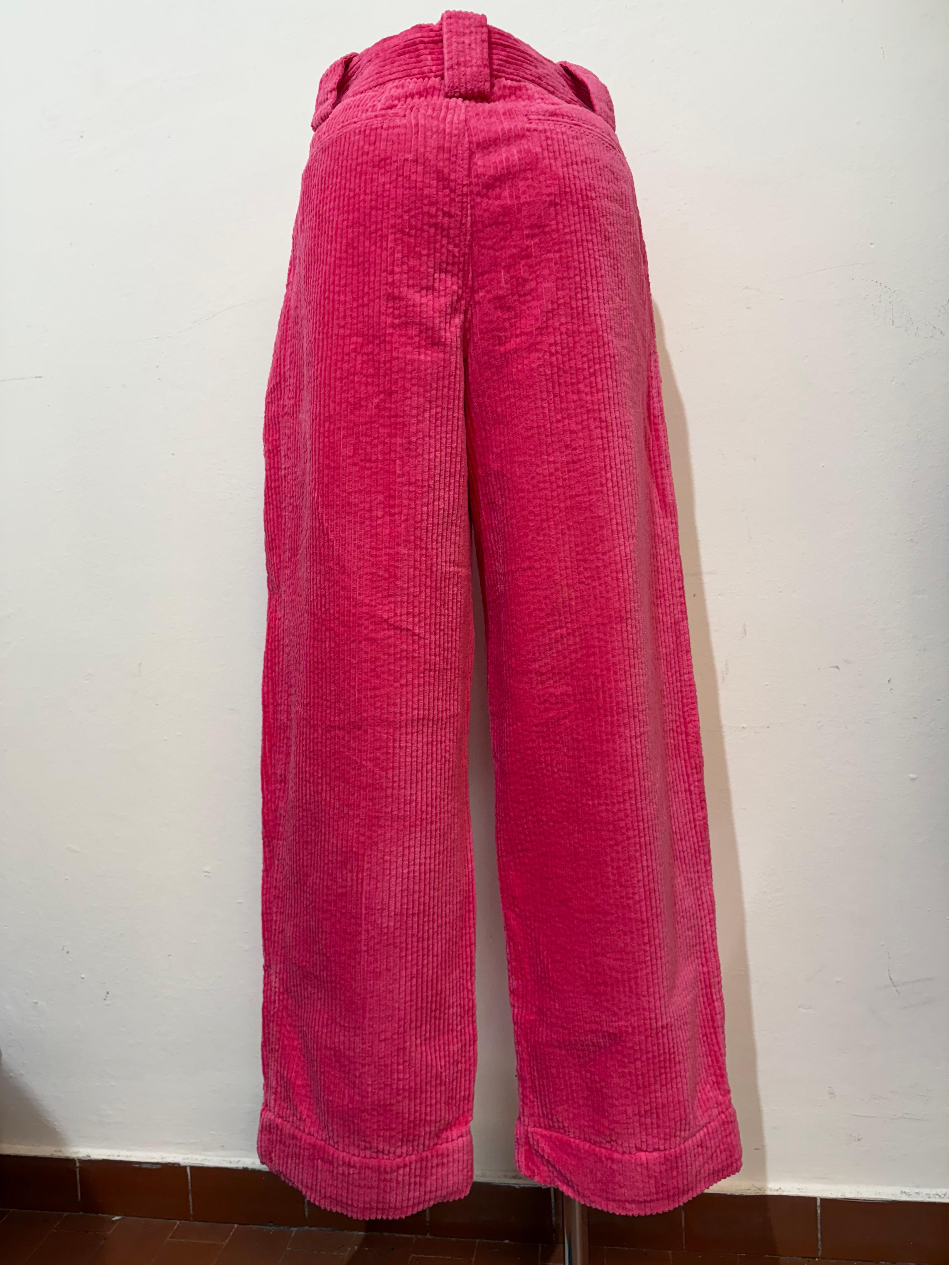 Rosa Pantaloni in velluto rosa Ganni taglia FR 34 / IT 38 in vendita