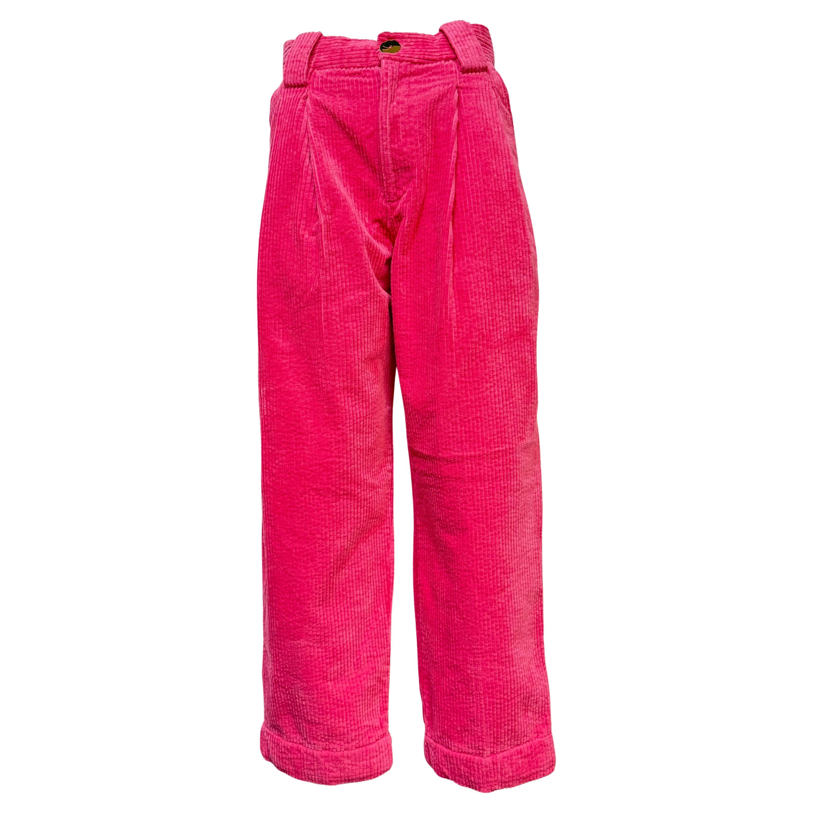 Ganni Pink Velvet Trousers Size FR 34 / IT 38