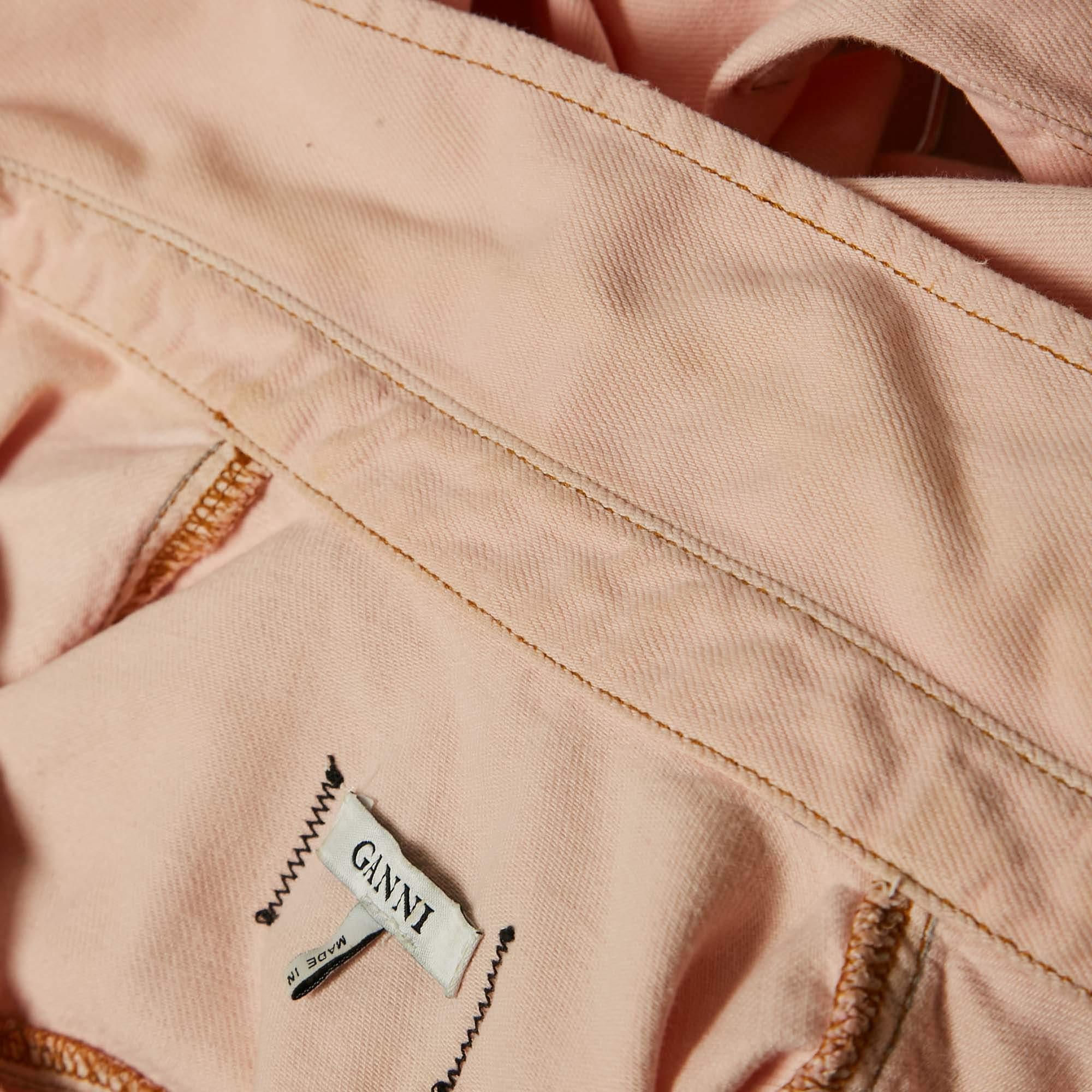 Ganni Pink Washed Kress Soft Denim Mini Shirt Dress M im Zustand „Relativ gut“ im Angebot in Dubai, Al Qouz 2