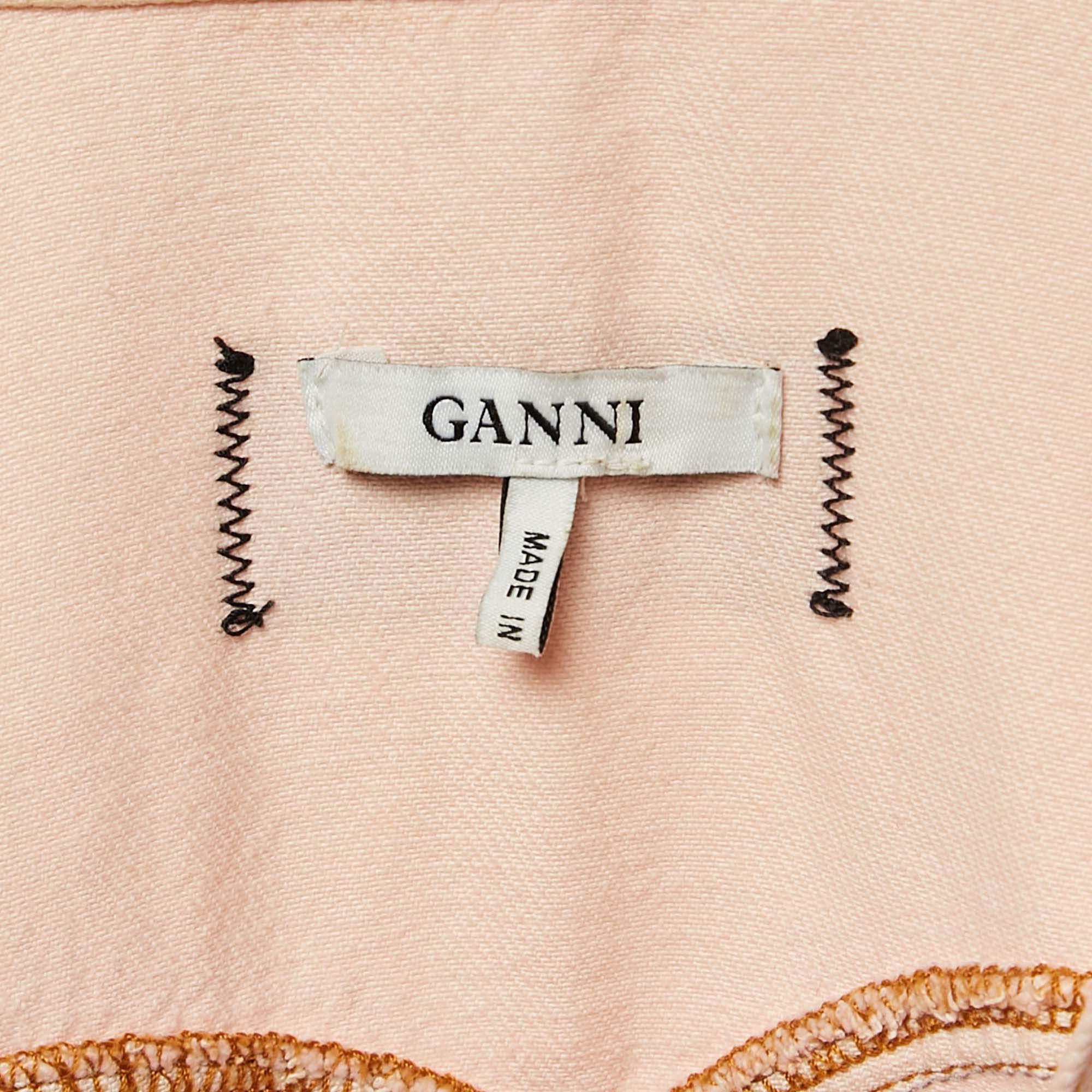 Ganni Pink Washed Kress Soft Denim Mini Shirt Dress M im Angebot 3