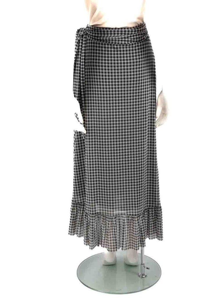Ganni Plaid Ruffle Trimmed Midi Wrap Skirt Size XS at 1stDibs