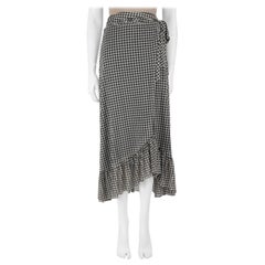 Ganni Plaid Ruffle Trimmed Midi Wrap Skirt Size XS