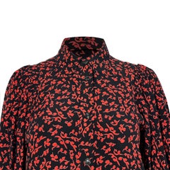 Ganni Printed Button-Down Midi Shirt in Dress in Red Viscose