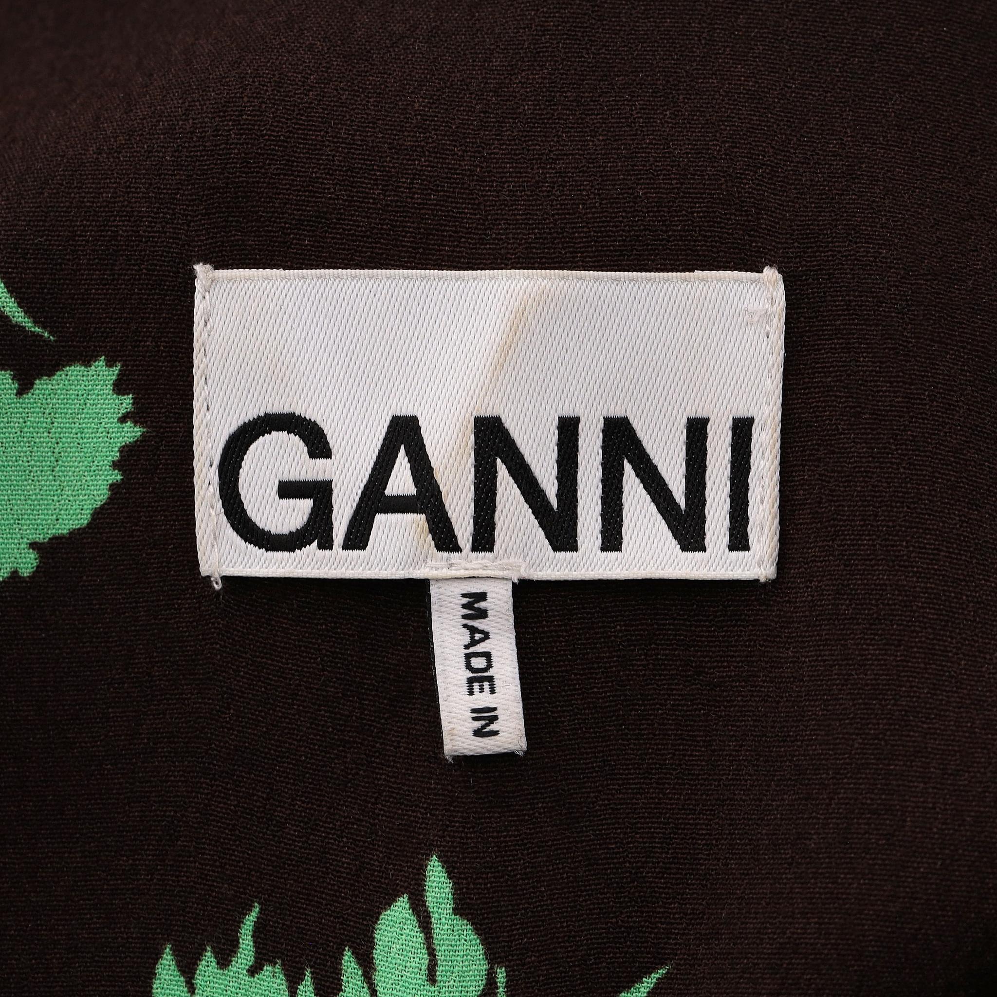 Ganni - Robe chemise en crêpe imprimé en vente 1