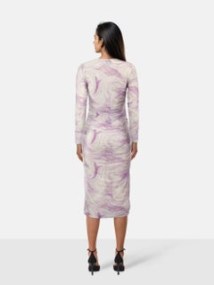 Ganni Purple & White Marble Stretchy Dress Size S