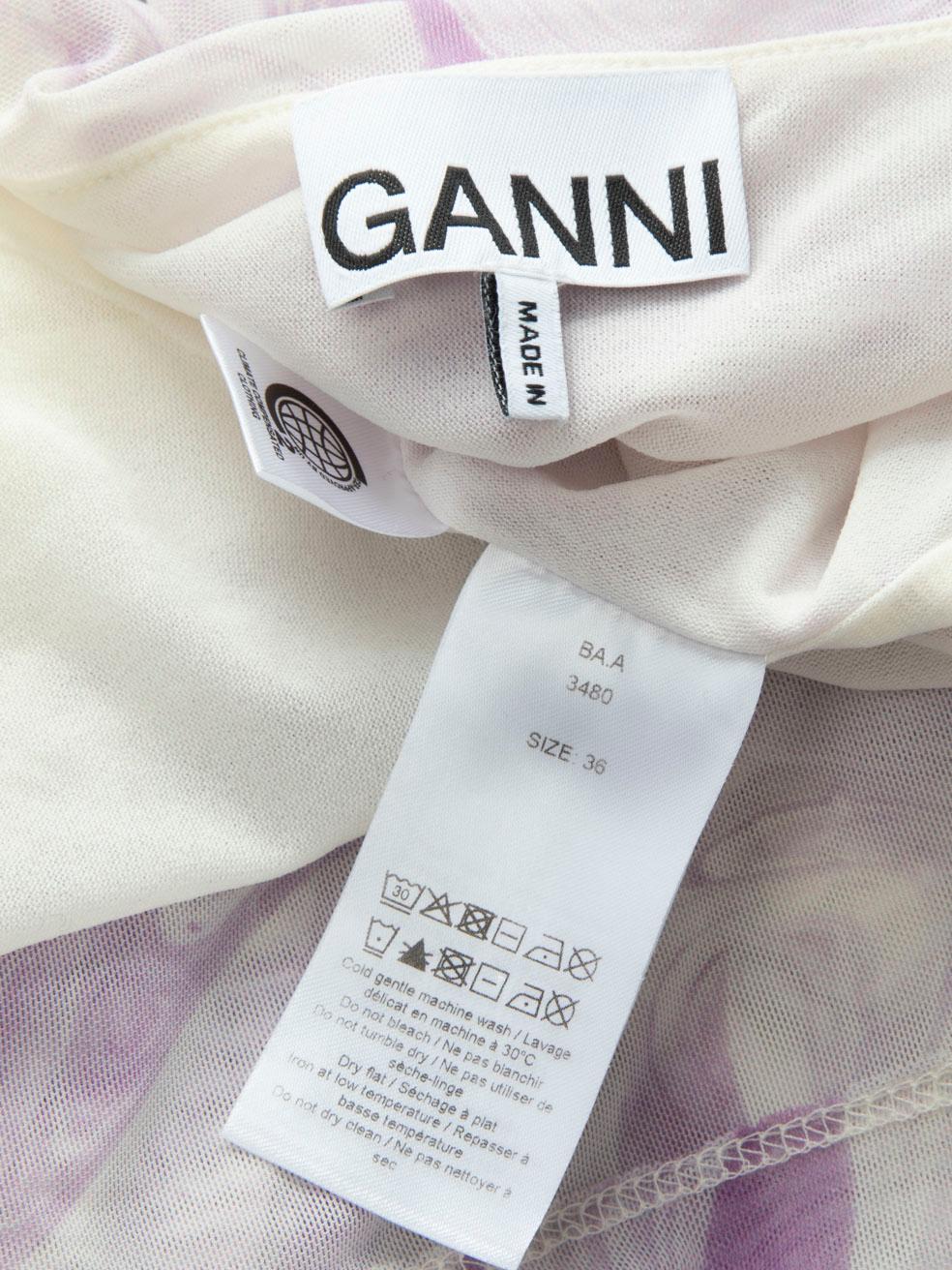 Ganni Lila & Weiß Marmoriertes Stretchkleid Größe S im Zustand „Hervorragend“ im Angebot in London, GB