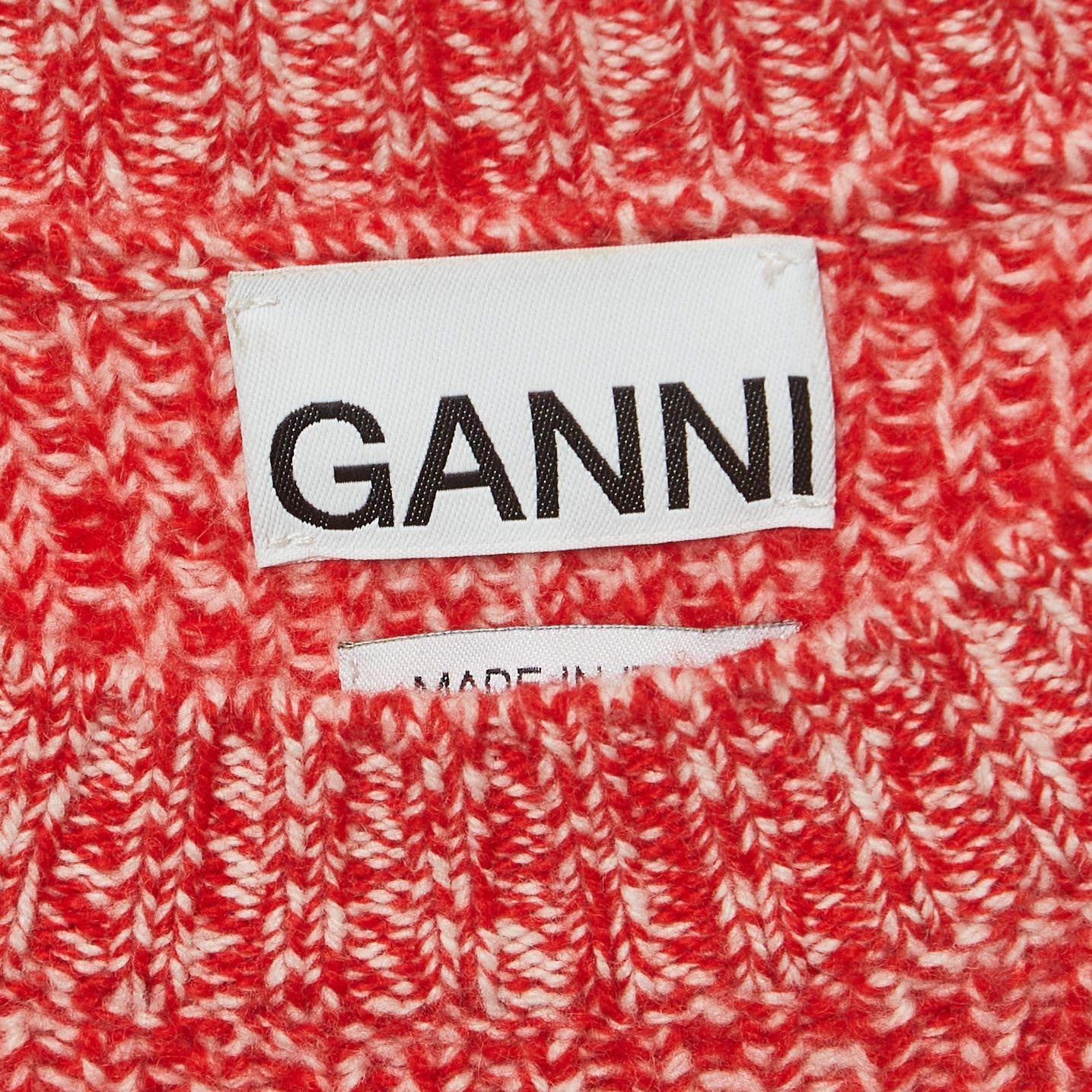 Ganni Red/Pink Knit Sleeveless Top XS In Excellent Condition For Sale In Dubai, Al Qouz 2