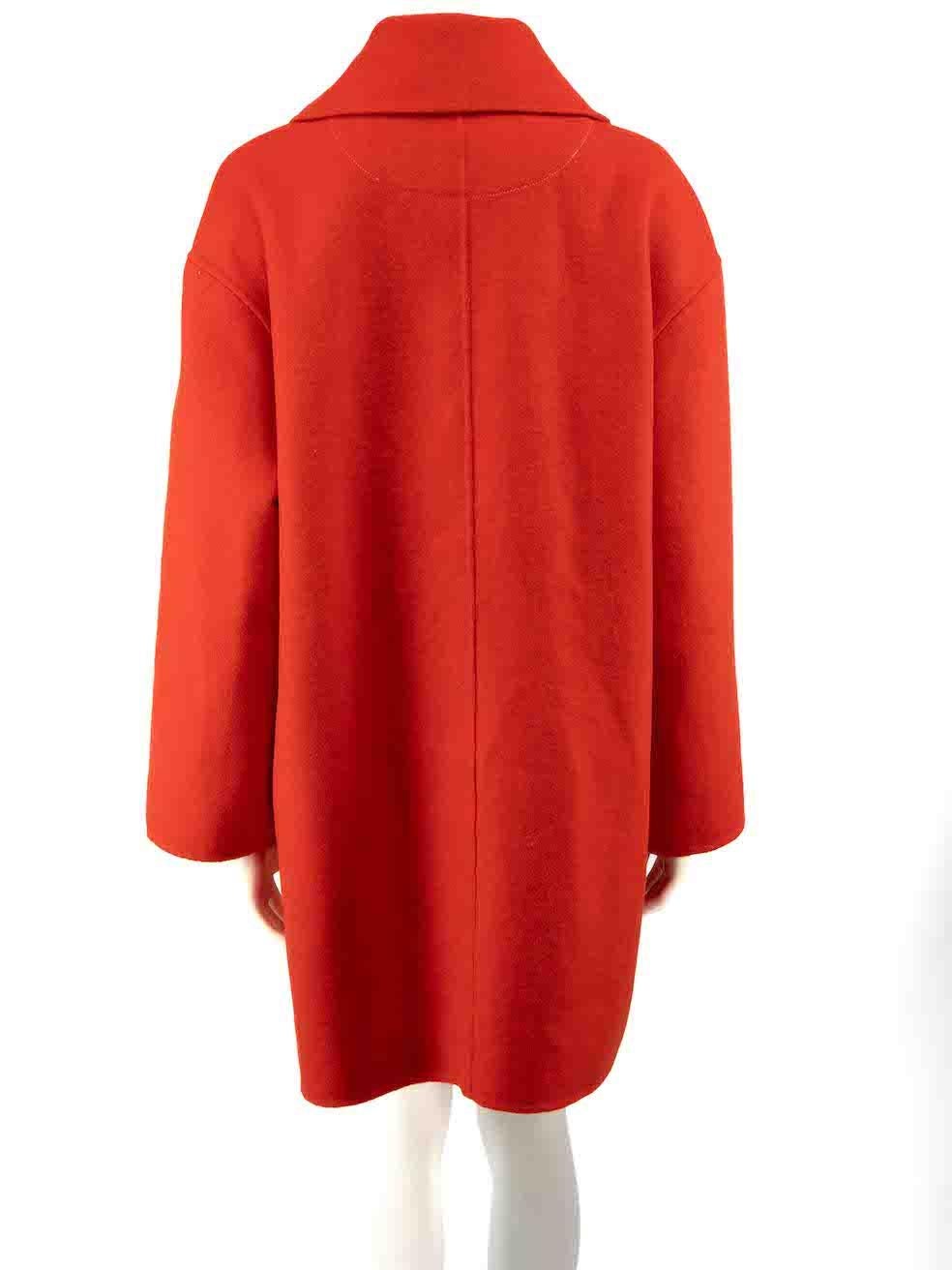 Ganni Red Wool Mid-Length Coat Size M In Good Condition For Sale In London, GB
