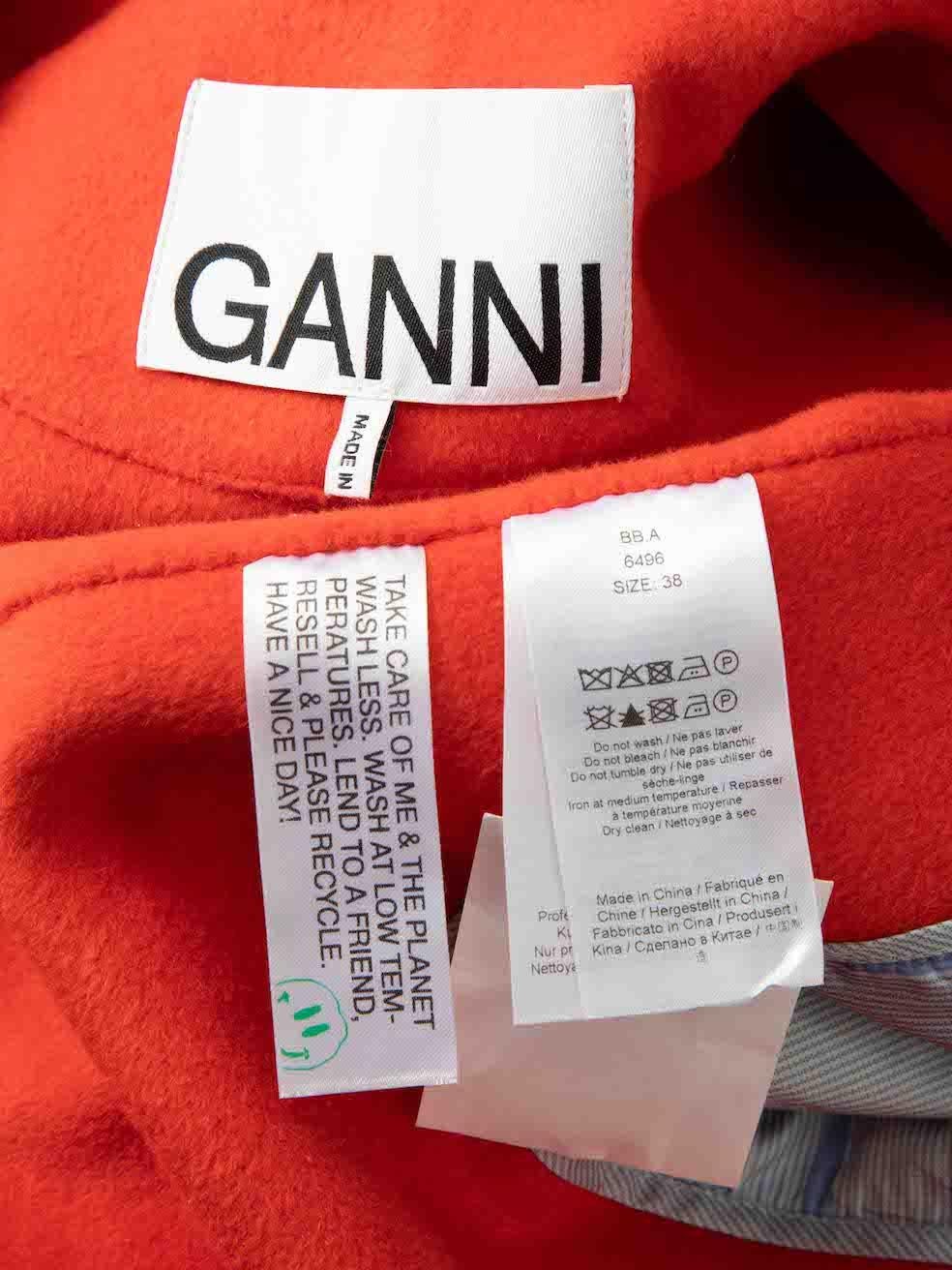 Ganni Red Wool Mid-Length Coat Size M For Sale 2