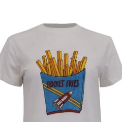 Maglietta Ganni con stampa "Rocket Fries" in cotone bianco