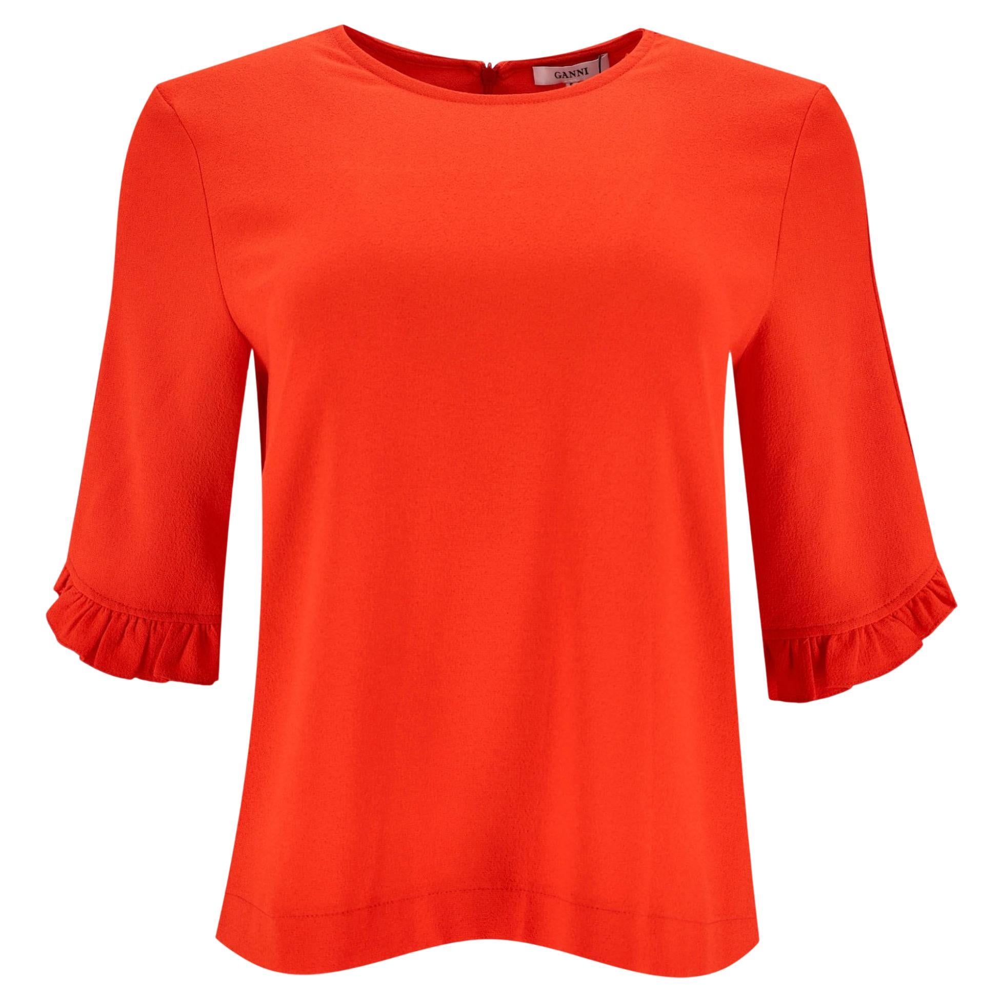 Ganni Top mit gerafften Details im Angebot