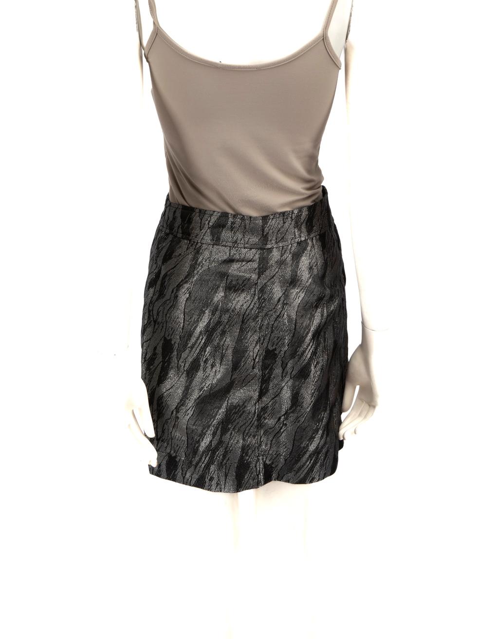 Ganni Silver & Black Metallic Mini Skirt Size XS In Good Condition For Sale In London, GB