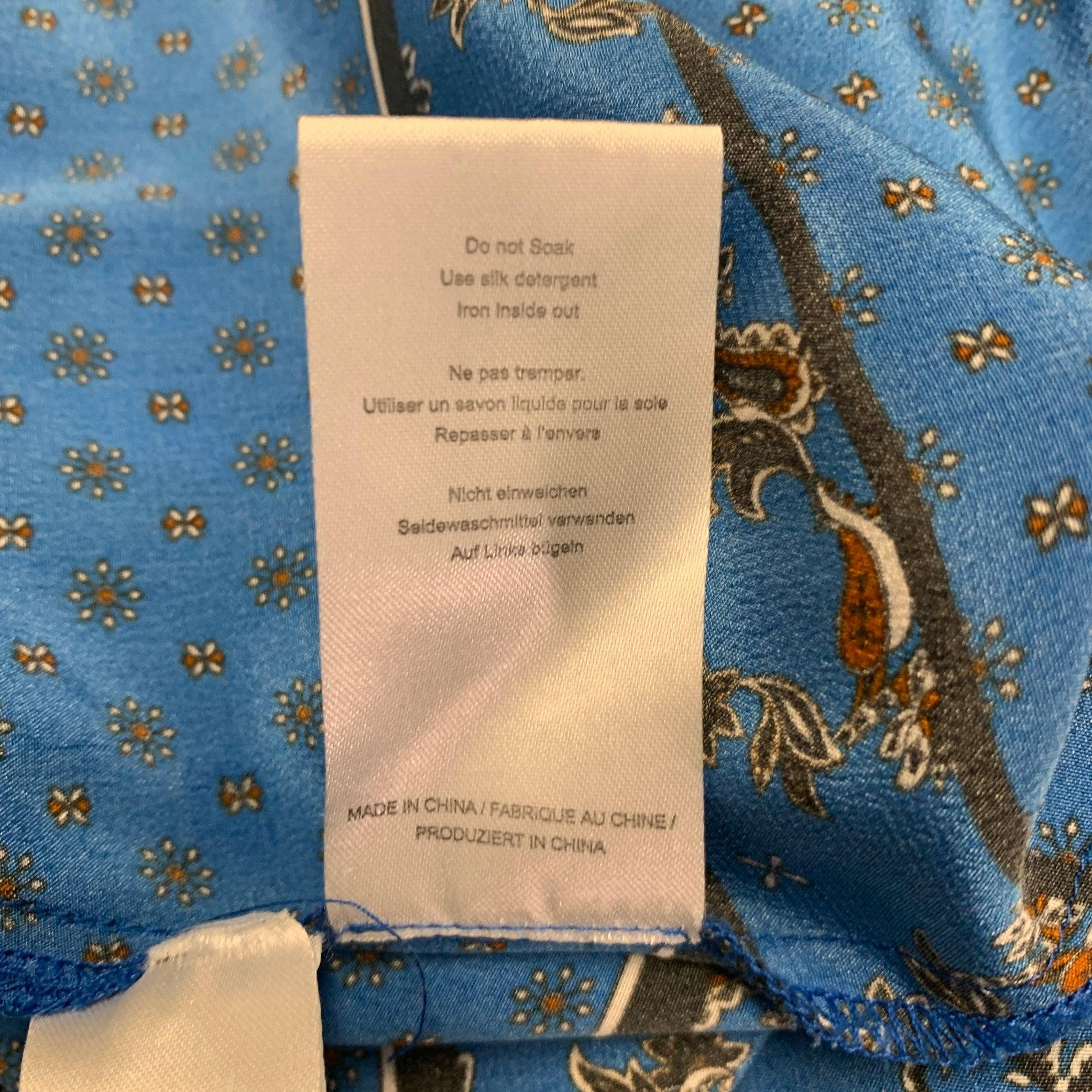 GANNI Size 4 Blue Black Silk Handkerchief Asymmetrical Midi Skirt For Sale 2