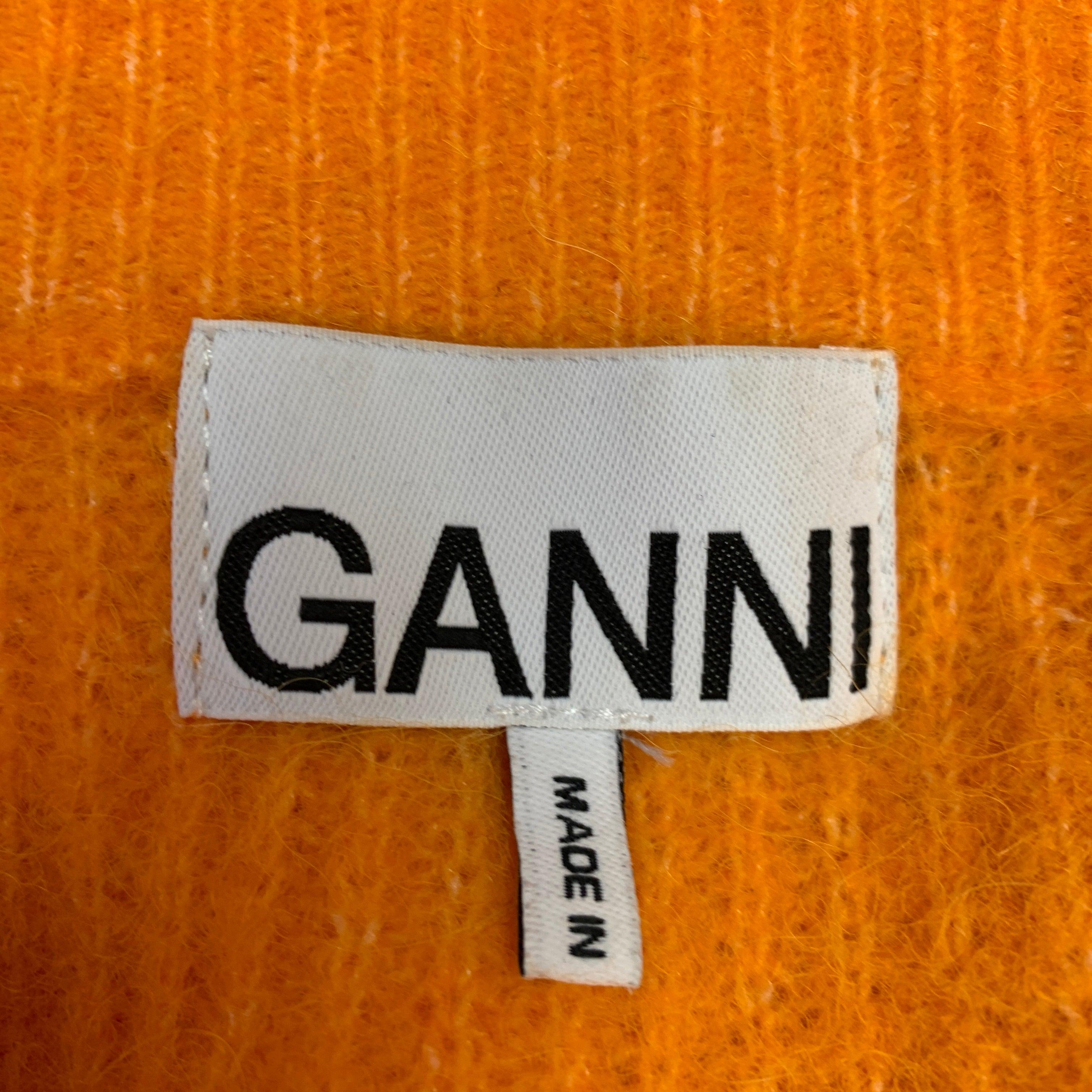 GANNI Size S Orange Alpaca Blend Rhinestones Knit Cardigan For Sale 2