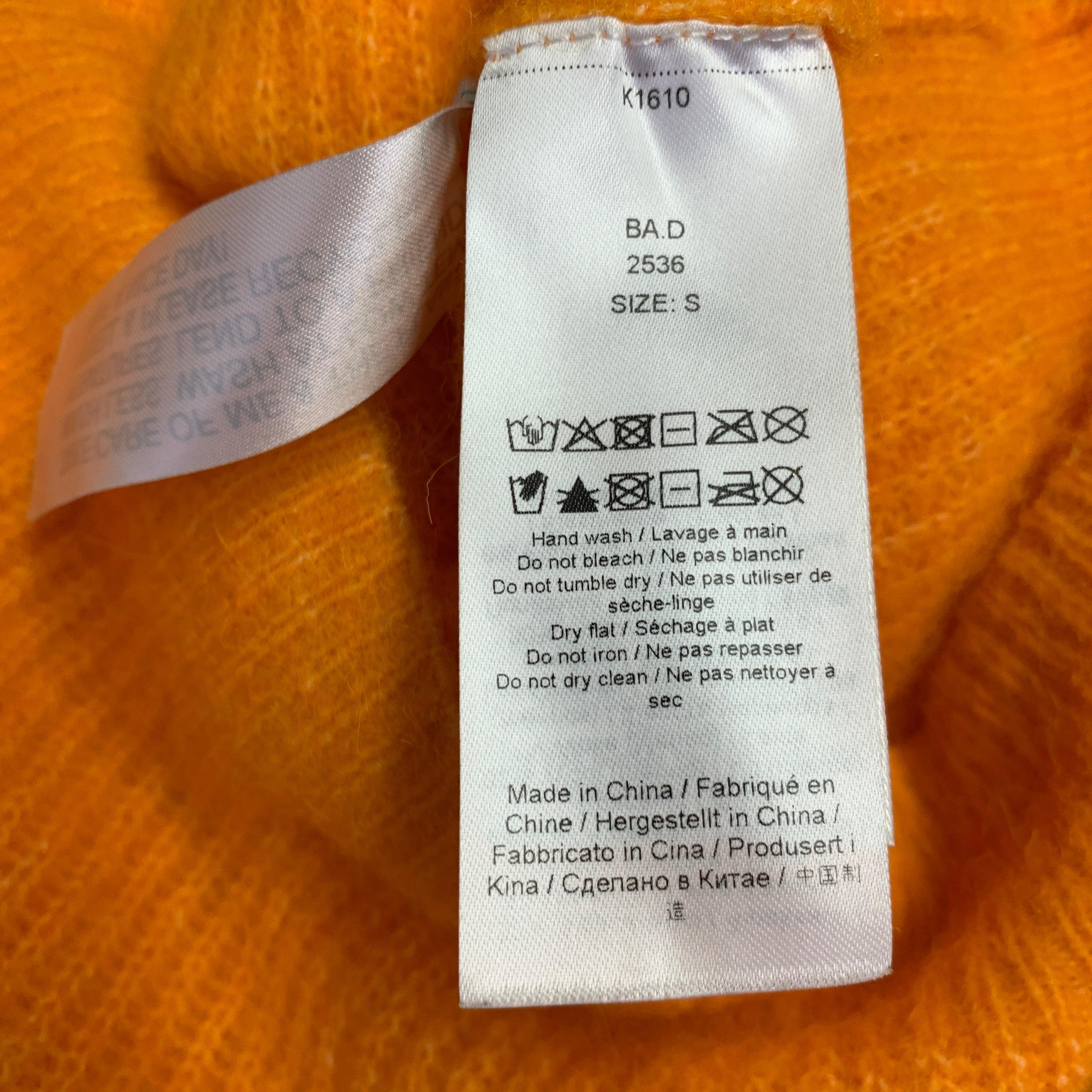GANNI Size S Orange Alpaca Blend Rhinestones Knit Cardigan For Sale 3
