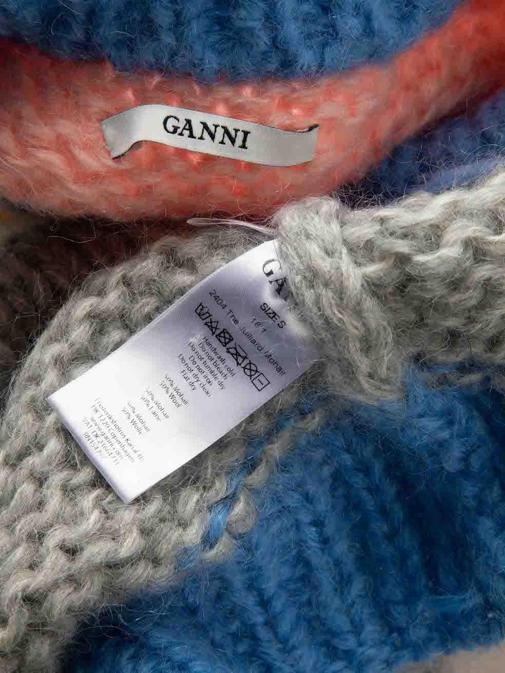 Ganni Gestreifter Chunky Knit-Pullover aus Wolle Größe S Damen im Angebot