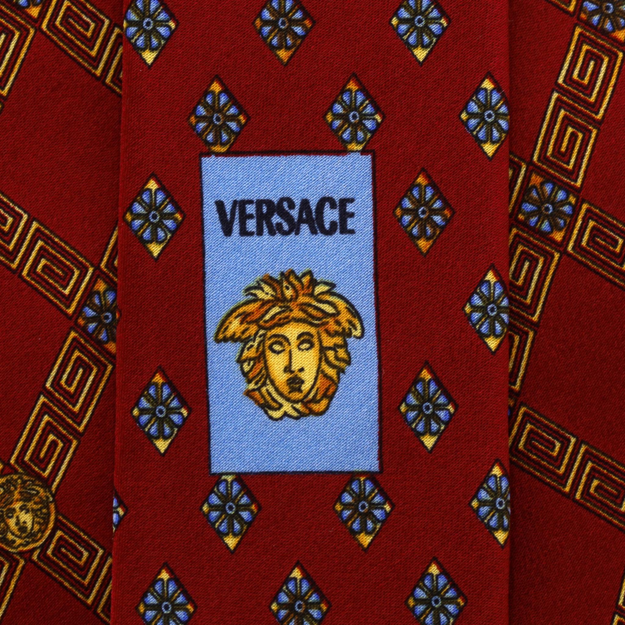 Ganni - Versace - Cravate en soie imprimée Pour hommes en vente
