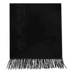 Ganni Versace Logo Embroidered Virgin Wool Scarf