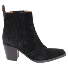 Ganni Western Style Ankle Boots in Black Suede