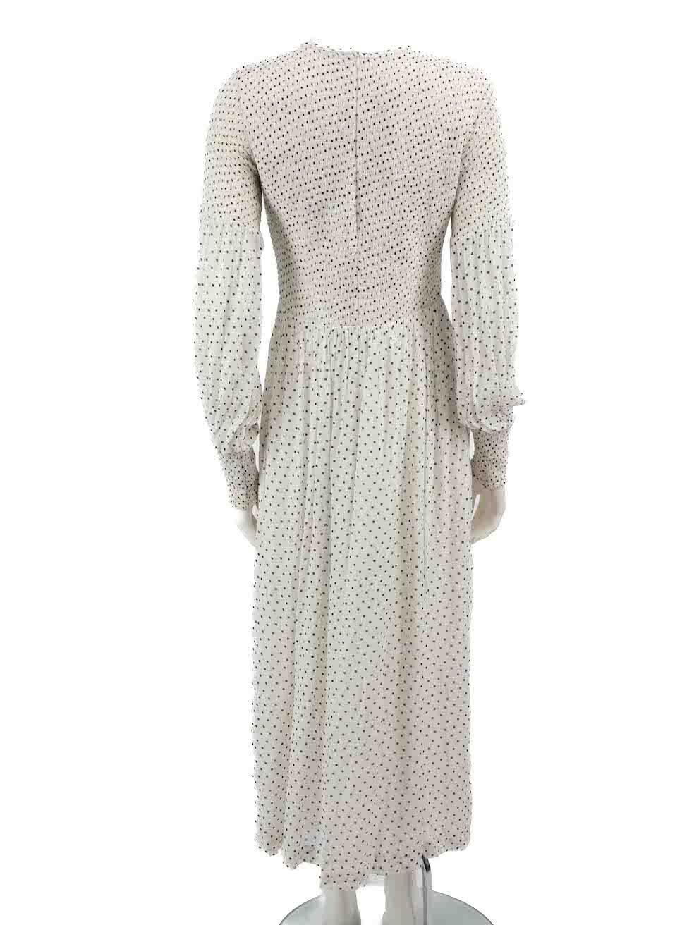 Ganni White Polka Dot Maxi Dress Size M In Good Condition In London, GB