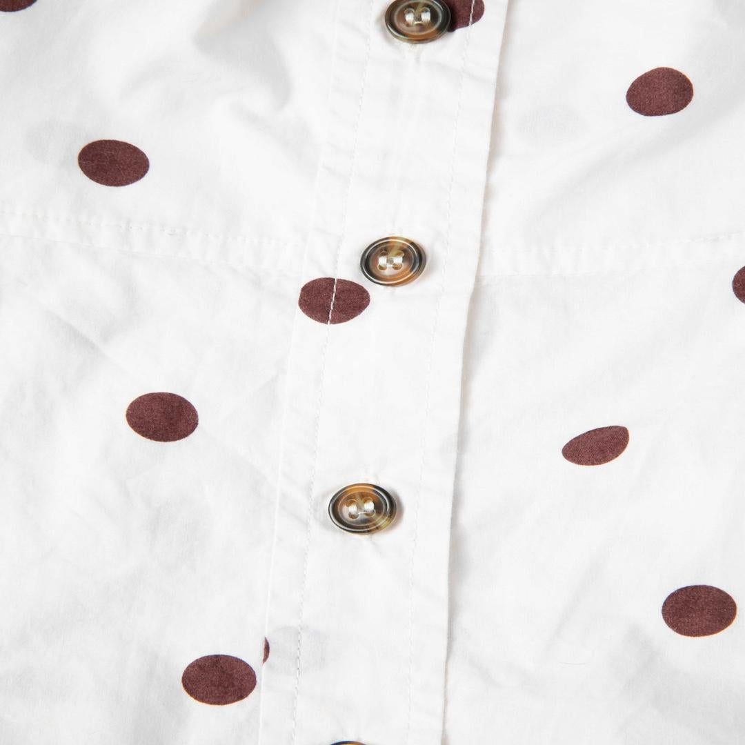 Ganni White Polkadot Balloon Sleeve Top Size M In Good Condition For Sale In London, GB