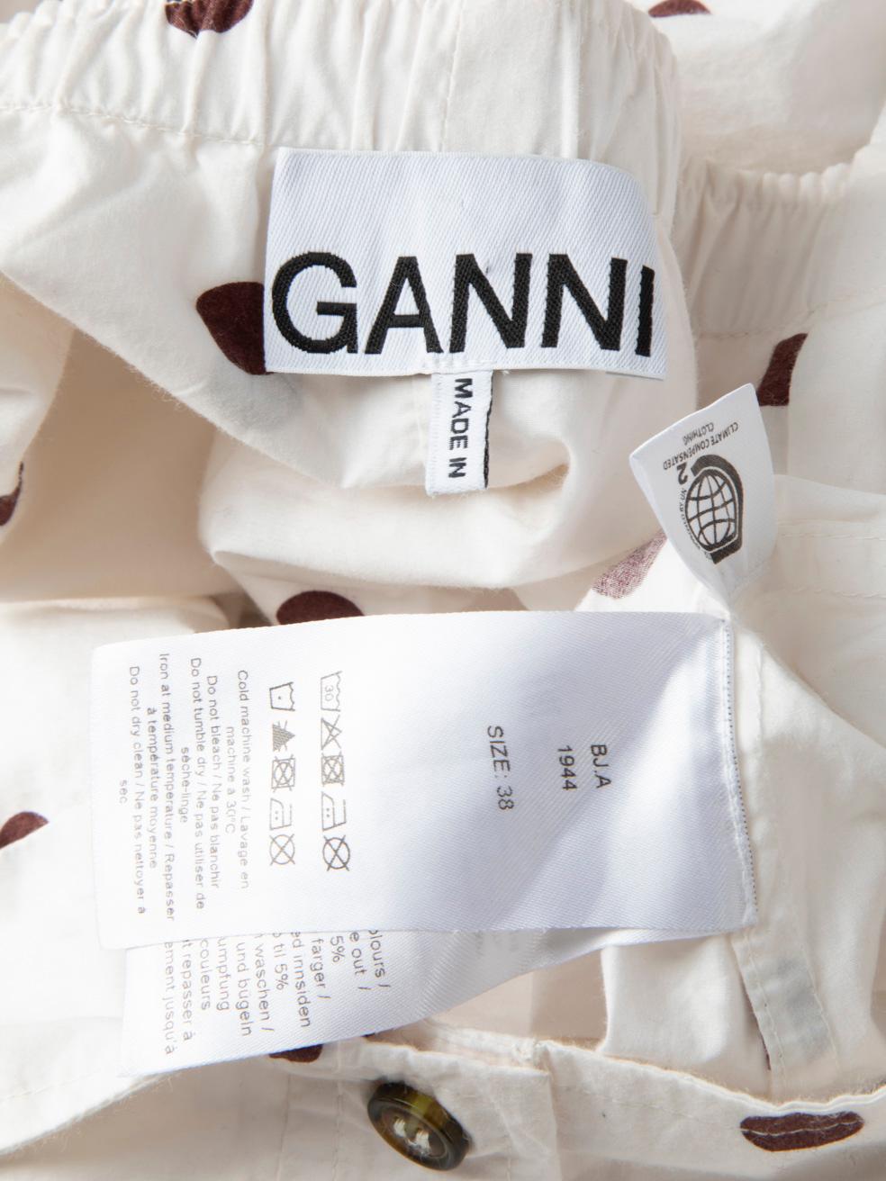 Ganni White Polkadot Balloon Sleeve Top Size M For Sale 2