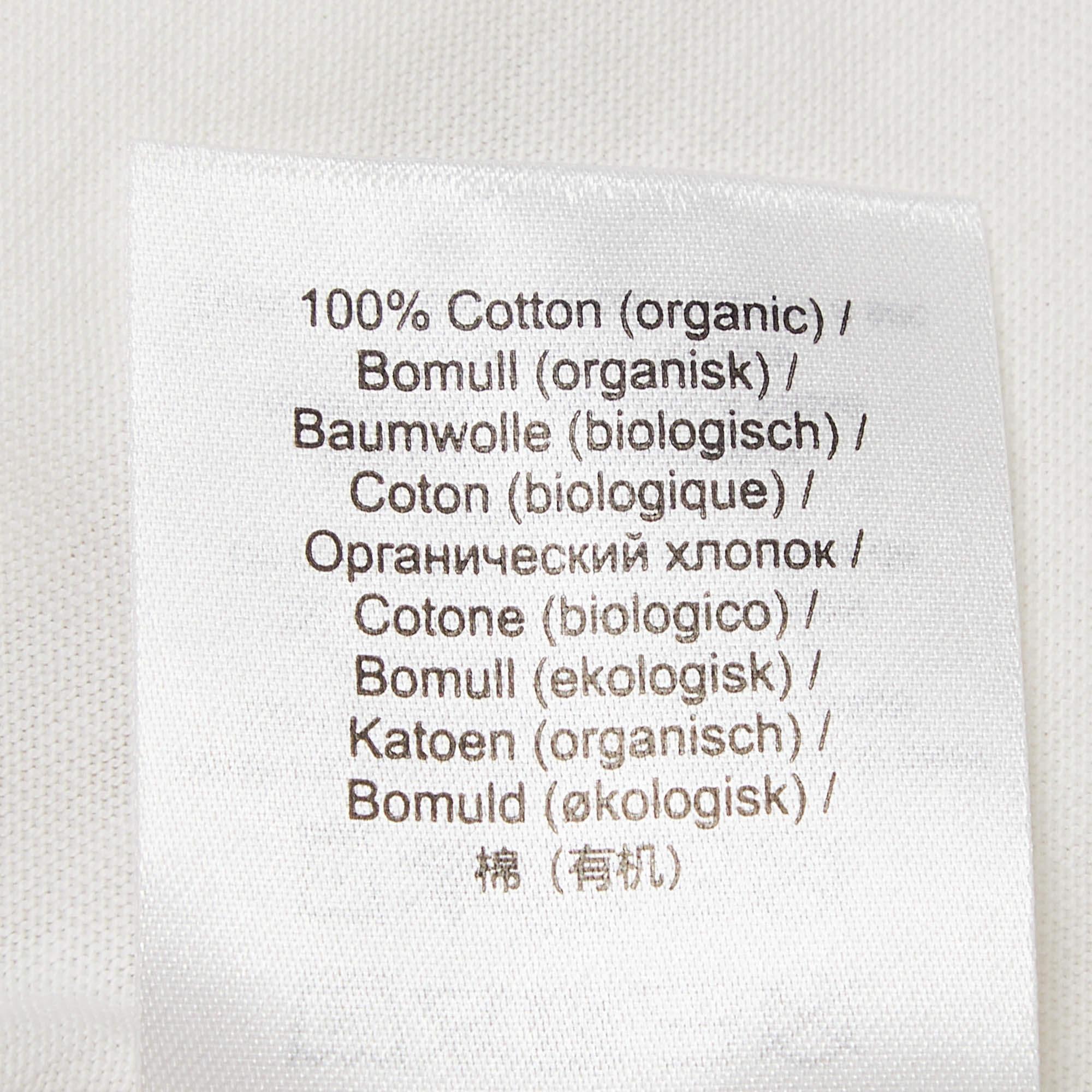 Ganni Weißes bedrucktes Baumwollstrick-T-Shirt mit Rundhalsausschnitt XL im Angebot 2