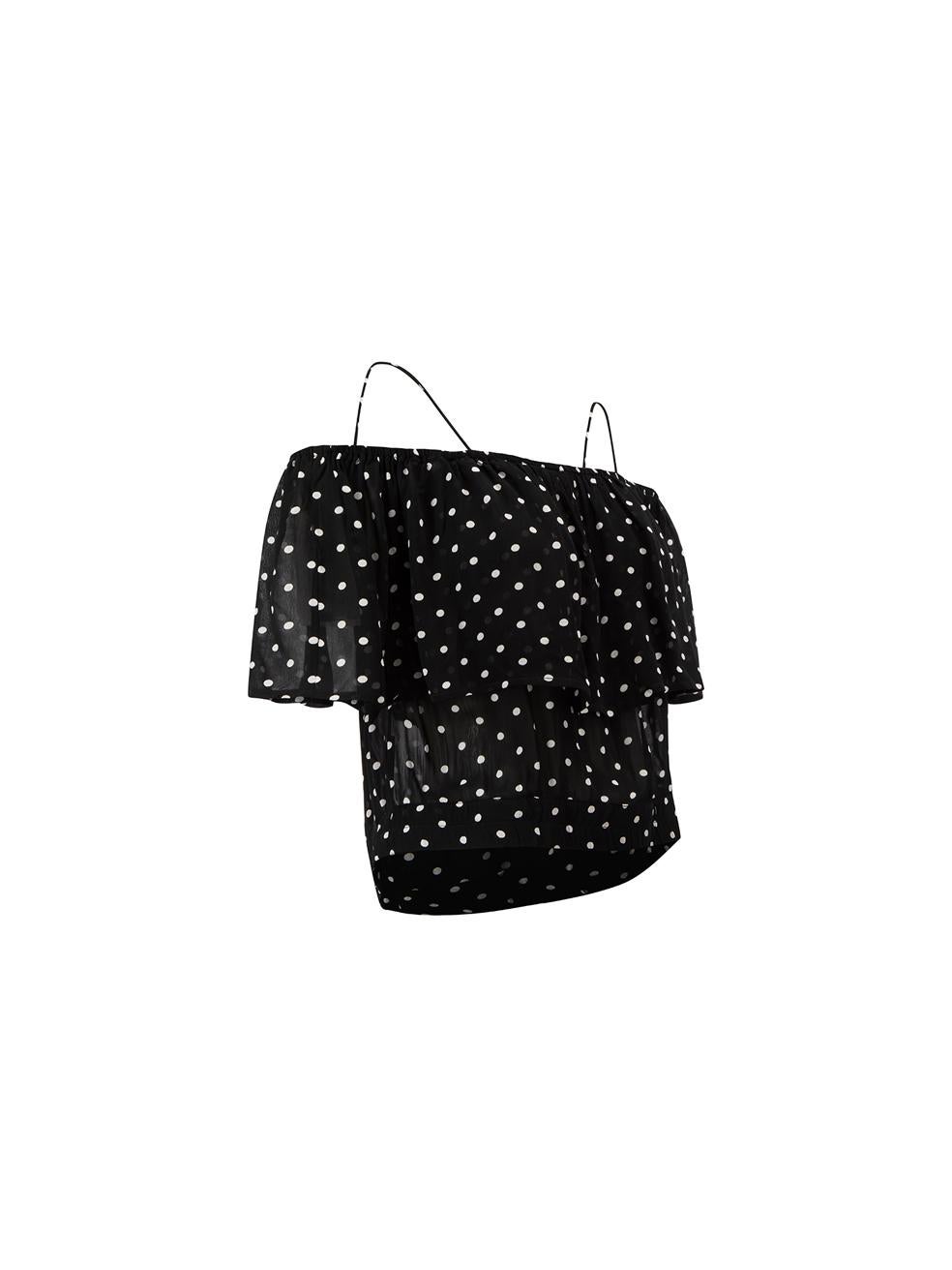 CONDITION is Very good. Hardly any visible wear to top is evident on this used Ganni designer resale item. 



Details


Black

Viscose

Off the shoulder top

Cropped length

Polkadot pattern

Shoulder strapped

Elasticated on neckline and