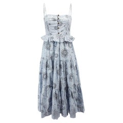 Ganni Damen Blau Bedrucktes Maxikleid