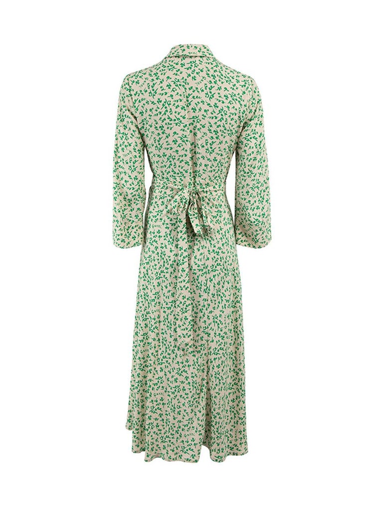 Ganni Women's Green Printed Wrap Around Maxi Dress with 3/4 Sleeves at  1stDibs